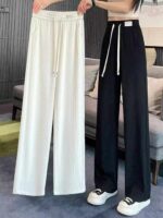 Wholesale Summer Brand New Ice Silk Wide Leg Pants - High Waist, Loose Fit, Straight Leg, S-XL, 190pcs, Independent Packaging with Tags - Image 6