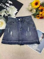 Wholesale Stock Lot - Summer New Vintage Washed Cotton Denim Mini Skirts, Independent Packaging, S-XL, Approx 180pcs - Image 1