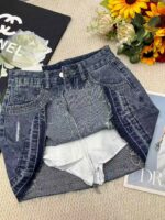 Wholesale Stock Lot - Summer New Vintage Washed Cotton Denim Mini Skirts, Independent Packaging, S-XL, Approx 180pcs - Image 5