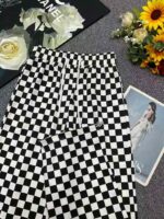 Wholesale Stock Clearance: Summer Retro Black & White Checkered Flowy Wide-Leg Pants (S-L, Packed Individually) - Image 9