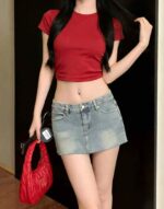Wholesale Lot: 325pcs Branded Vintage Washed Cotton Denim Mini Skirts, XXS-L, with Tag & Individual Packaging - Image 6