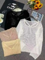 Wholesale Stock Lot: 820 Pcs Spring Summer Knit Long Sleeve Tops - Loose Fit, Hollow Out Design, Soft Fabric, One Size, Individually Packed - Image 9