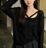 Wholesale Stock Lot: 820 Pcs Spring Summer Knit Long Sleeve Tops - Loose Fit, Hollow Out Design, Soft Fabric, One Size, Individually Packed - Image 8