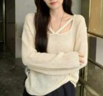 Wholesale Stock Lot: 820 Pcs Spring Summer Knit Long Sleeve Tops - Loose Fit, Hollow Out Design, Soft Fabric, One Size, Individually Packed - Image 7