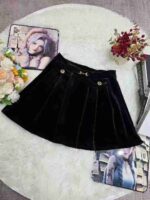 Clothing Stock Lots: 265 Pcs Black Velvet Pleated Skirt, High Waist A-Line Midi Skirt with Lining, Sizes S-2XL, Individually Packaged with Tags - Image 8