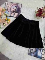 Clothing Stock Lots: 265 Pcs Black Velvet Pleated Skirt, High Waist A-Line Midi Skirt with Lining, Sizes S-2XL, Individually Packaged with Tags - Image 3