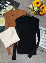 Bulk Clearance: High-Quality Spring Knit Tops with Ribbed Texture, Notched Collar, Slit Hem & Lace Detail - 223 Pcs, S/M/L Fit, Individually Packed - Image 1