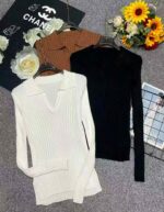 Bulk Clearance: High-Quality Spring Knit Tops with Ribbed Texture, Notched Collar, Slit Hem & Lace Detail - 223 Pcs, S/M/L Fit, Individually Packed - Image 9