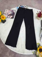 Bulk Stock Lot: 455 Pairs Unisex Distressed Hem Raw Edge Jeans, Sizes S-3XL, Individual Pack with Tags - Image 6