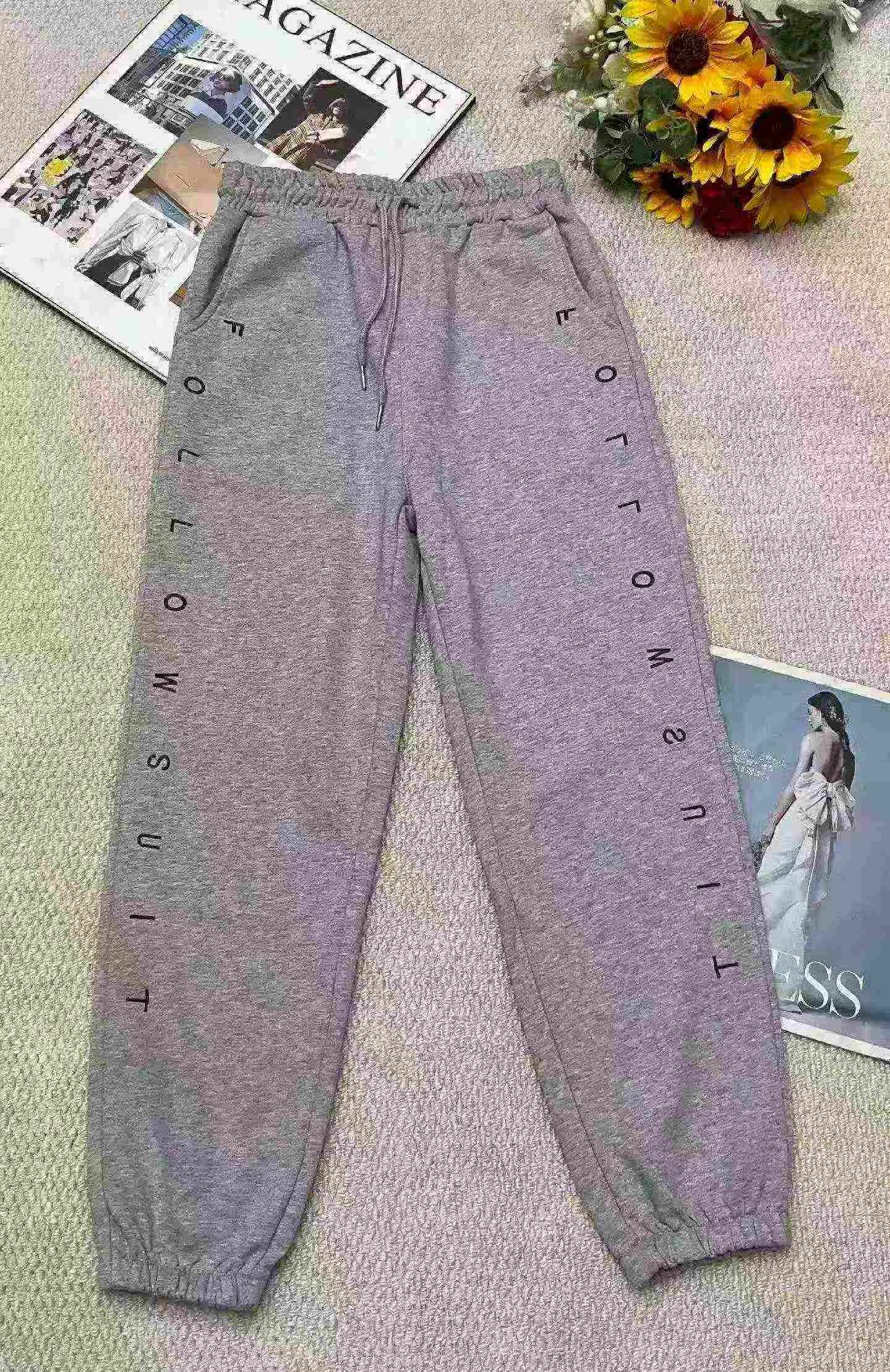 Bulk Stock Clearance: Spring Retro Letter Embroidered Cotton Drawstring Ankle Cuffs Sweatpants (S-L), Independent Packaging with Tags, 170pcs Lot - Image 1