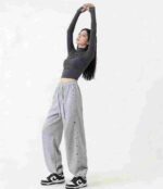 Bulk Stock Clearance: Spring Retro Letter Embroidered Cotton Drawstring Ankle Cuffs Sweatpants (S-L), Independent Packaging with Tags, 170pcs Lot - Image 7