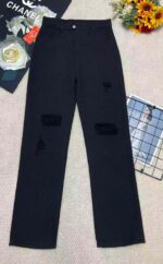 Wholesale Lot of 400pcs Spring New Black Distressed Straight-Leg Wide-Leg Jeans for Plus Size, M-3XL, Independent Packing with Tags - Image 9