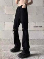 Wholesale Stock Lot: 210pcs American Style Streetwear Black Ripped Distressed Straight & Flare Jeans, Sizes S-3XL, Individually Packaged with Tags - Image 8