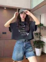 Wholesale Stock Lot - 1800 Pcs Women's High-Waisted Retro French Style Short Sleeve T-Shirts, XS-XXL, Multiple Colors & Patterns - Image 7