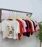 Wholesale Stock Lot - 1800 Pcs Women's High-Waisted Retro French Style Short Sleeve T-Shirts, XS-XXL, Multiple Colors & Patterns - Image 5