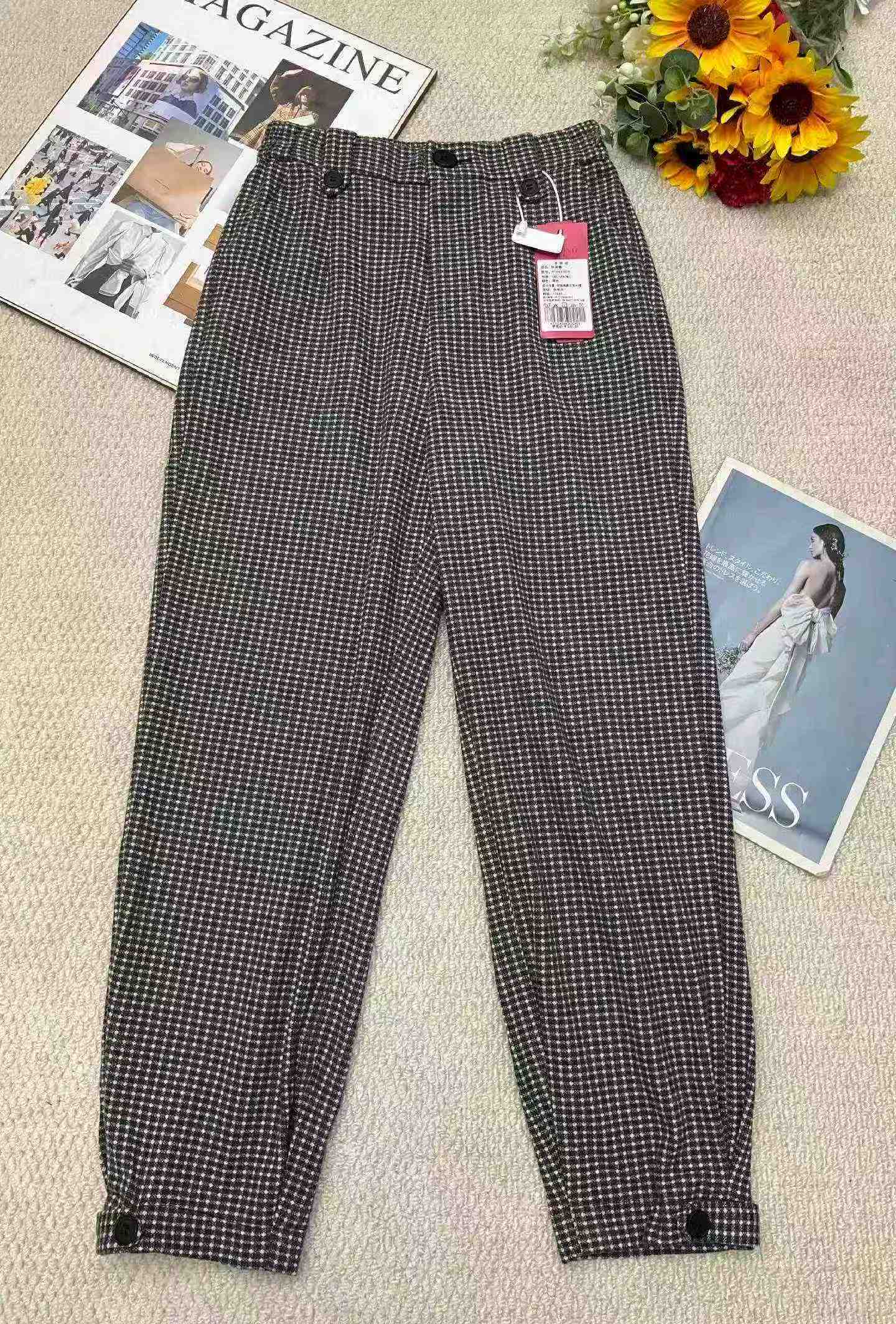 Wholesale Lot: 110pcs Spring Branded Overstock Tweed Trousers with Tags, S-L, Clearance Price - Image 1