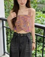 Wholesale Clearance: Summer New Design Colorful Rainbow Stripe Knit Camisole Tops, Independent Packaging, Soft Fabric, 2 Styles 2 Colors, 3320pcs Stock Lot - Image 7