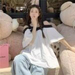 Summer French Sweet Off-Shoulder Casual Top - Clothing Stock Lots - 330pcs - M-2XL - Individually Packaged - Image 5