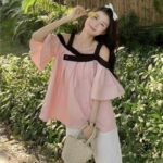 Summer French Sweet Off-Shoulder Casual Top - Clothing Stock Lots - 330pcs - M-2XL - Individually Packaged - Image 3