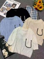 Summer Wholesale Lot: 230pcs Korean Style Viscose Knit T-Shirts with Pocket Design, Breathable Fabric, One-Size, Individually Packed - Image 1