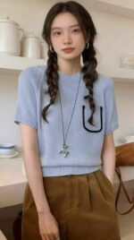 Summer Wholesale Lot: 230pcs Korean Style Viscose Knit T-Shirts with Pocket Design, Breathable Fabric, One-Size, Individually Packed - Image 5