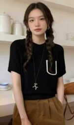 Summer Wholesale Lot: 230pcs Korean Style Viscose Knit T-Shirts with Pocket Design, Breathable Fabric, One-Size, Individually Packed - Image 4