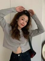 Spring Branded Overstock Wholesale - Dopamine Style Ice Silk Knitted Long Sleeve Tops, Individually Packed, Soft & Stretchy Fabric, 380pcs Lot - Image 5