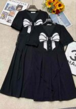 Wholesale French Style Black Bow Tie Waist Slimming Summer Dresses - 148pcs Stock Lot, Independent Packaging with Tags - Image 1