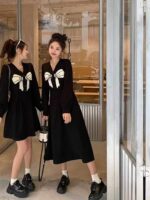 Wholesale French Style Black Bow Tie Waist Slimming Summer Dresses - 148pcs Stock Lot, Independent Packaging with Tags - Image 4