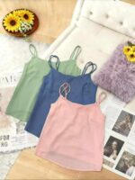 Summer New French Style Satin Camisole Tops - Wholesale Stock Lot (140pcs) - Soft & Comfortable Fabric, Individually Packaged - Image 9