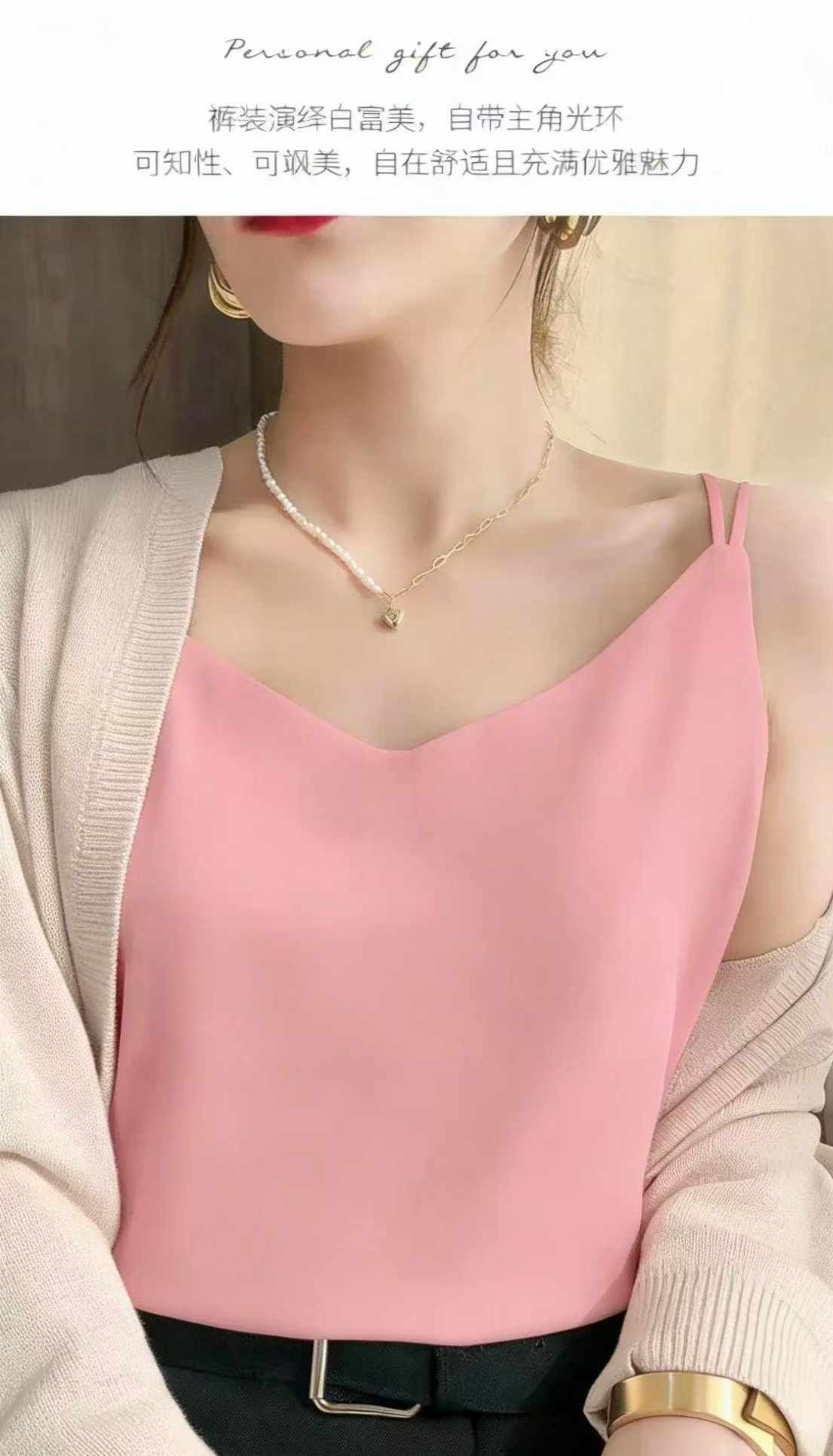 Summer New French Style Satin Camisole Tops - Wholesale Stock Lot (140pcs) - Soft & Comfortable Fabric, Individually Packaged - Image 2