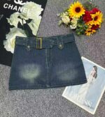 Bulk Wholesale: Summer Vintage Denim Shorts & Skirts with Belt, Individually Packaged, Size L (90-125 lbs), 1268pcs Stock Lot - Image 1