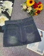 Bulk Wholesale: Summer Vintage Denim Shorts & Skirts with Belt, Individually Packaged, Size L (90-125 lbs), 1268pcs Stock Lot - Image 8