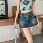 Bulk Wholesale: Summer Vintage Denim Shorts & Skirts with Belt, Individually Packaged, Size L (90-125 lbs), 1268pcs Stock Lot - Image 7