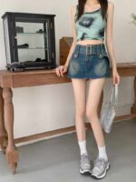 Bulk Wholesale: Summer Vintage Denim Shorts & Skirts with Belt, Individually Packaged, Size L (90-125 lbs), 1268pcs Stock Lot - Image 6