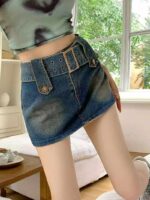 Bulk Wholesale: Summer Vintage Denim Shorts & Skirts with Belt, Individually Packaged, Size L (90-125 lbs), 1268pcs Stock Lot - Image 5