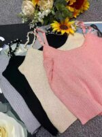 Summer New Style Fresh Beaded Knit Tank Tops - 1050pcs Clothing Stock Lots - 4.9 CNY Super Low Price Clearance! - Image 3