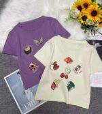 Wholesale Lot of 630 Summer Vintage Ice Silk Print Knit Short Sleeve Tops - Clothing Stock Lots - Image 1