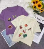 Wholesale Lot of 630 Summer Vintage Ice Silk Print Knit Short Sleeve Tops - Clothing Stock Lots - Image 9