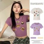 Wholesale Lot of 630 Summer Vintage Ice Silk Print Knit Short Sleeve Tops - Clothing Stock Lots - Image 5