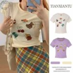 Wholesale Lot of 630 Summer Vintage Ice Silk Print Knit Short Sleeve Tops - Clothing Stock Lots - Image 4