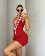 Wholesale 1060 Pcs Summer Women's V-Neck Bodycon Knit Dress - Fashionable, Stretchy, Individually Packed - Image 3