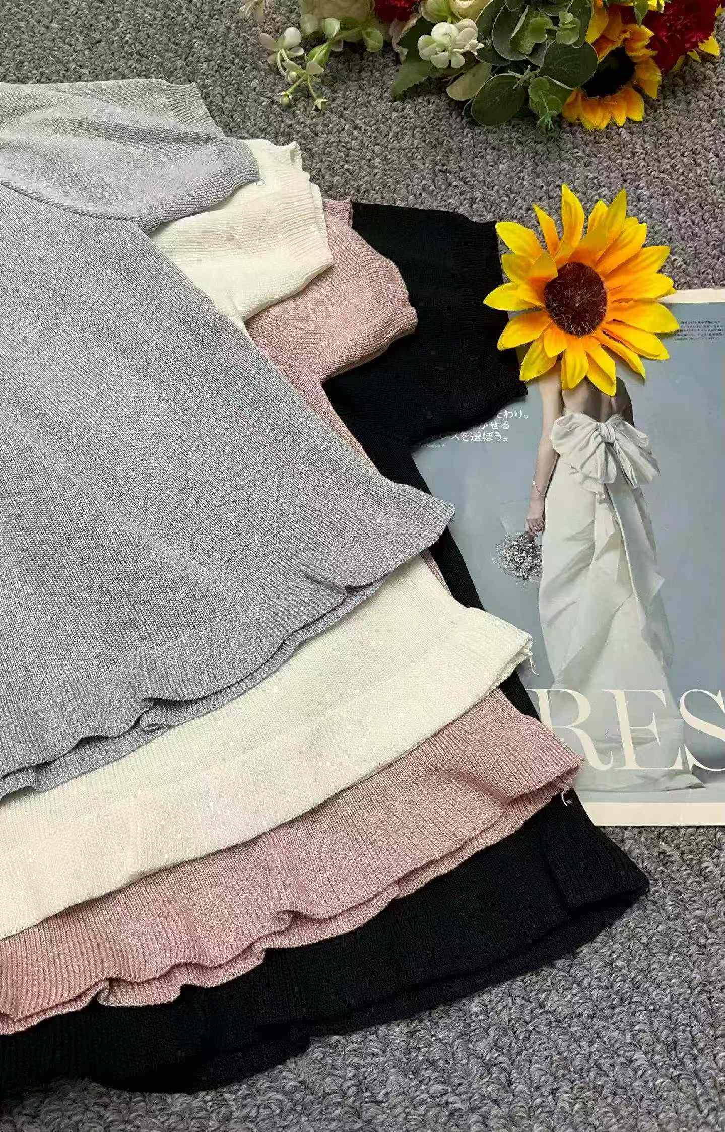 Wholesale Lot of 745 Summer Viscose V-Neck Ruffle Trim Knit Tops, Soft & Stretchy, Individually Packaged - Image 2