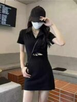 Summer New Stock Lot: 560 Pcs Audrey Hepburn Style V-Neck Ruffle Black Dresses, Sizes 1-4, Individually Packed - Image 7