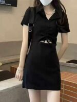 Summer New Stock Lot: 560 Pcs Audrey Hepburn Style V-Neck Ruffle Black Dresses, Sizes 1-4, Individually Packed - Image 6