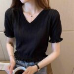Clothing Stock Lots: 3560 Pcs Summer V-Neck Lace Trim Knit Tops, Flowy Fabric, High Waist, S-XXL - Image 5