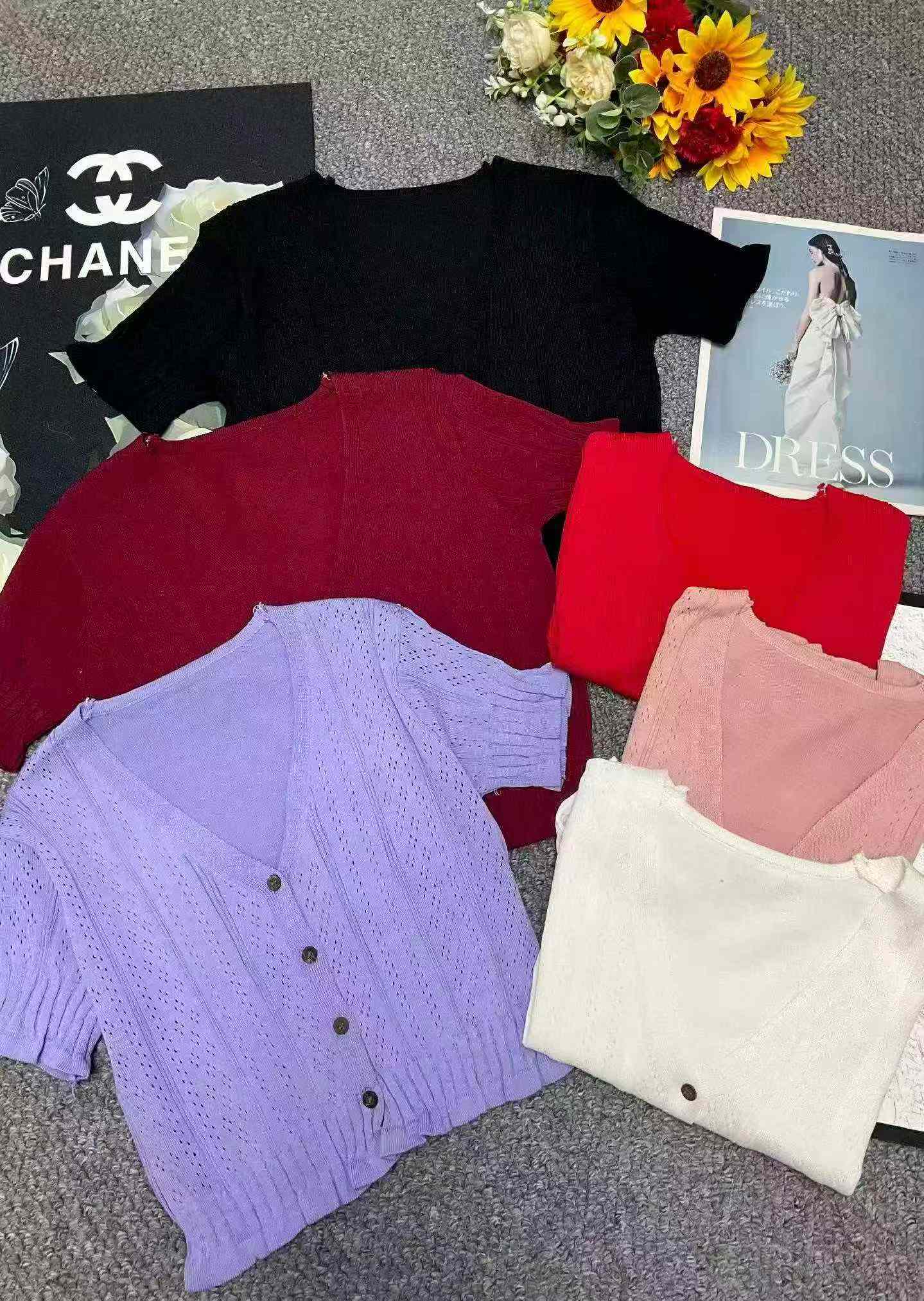 Wholesale Lot of 2450 Pcs French Style Short Sleeve Knitted Cardigans - Summer New Arrival, Multi Colors, Soft Stretchy Fabric, Individually Packed, One Size - Image 1