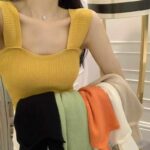 Wholesale Lot of 820 Summer New Korean Style Bright Color Slim Knit Camisole Tops, Independent Packing - Image 4