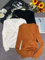 Wholesale Lot of 817 Pcs Spring New American Sweet & Spicy Style Pullover Sweaters with Drawstring, Solid Color, Soft Stretchy Fabric, Independent Packaging, One Size - Image 9