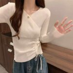 Wholesale Lot of 817 Pcs Spring New American Sweet & Spicy Style Pullover Sweaters with Drawstring, Solid Color, Soft Stretchy Fabric, Independent Packaging, One Size - Image 5